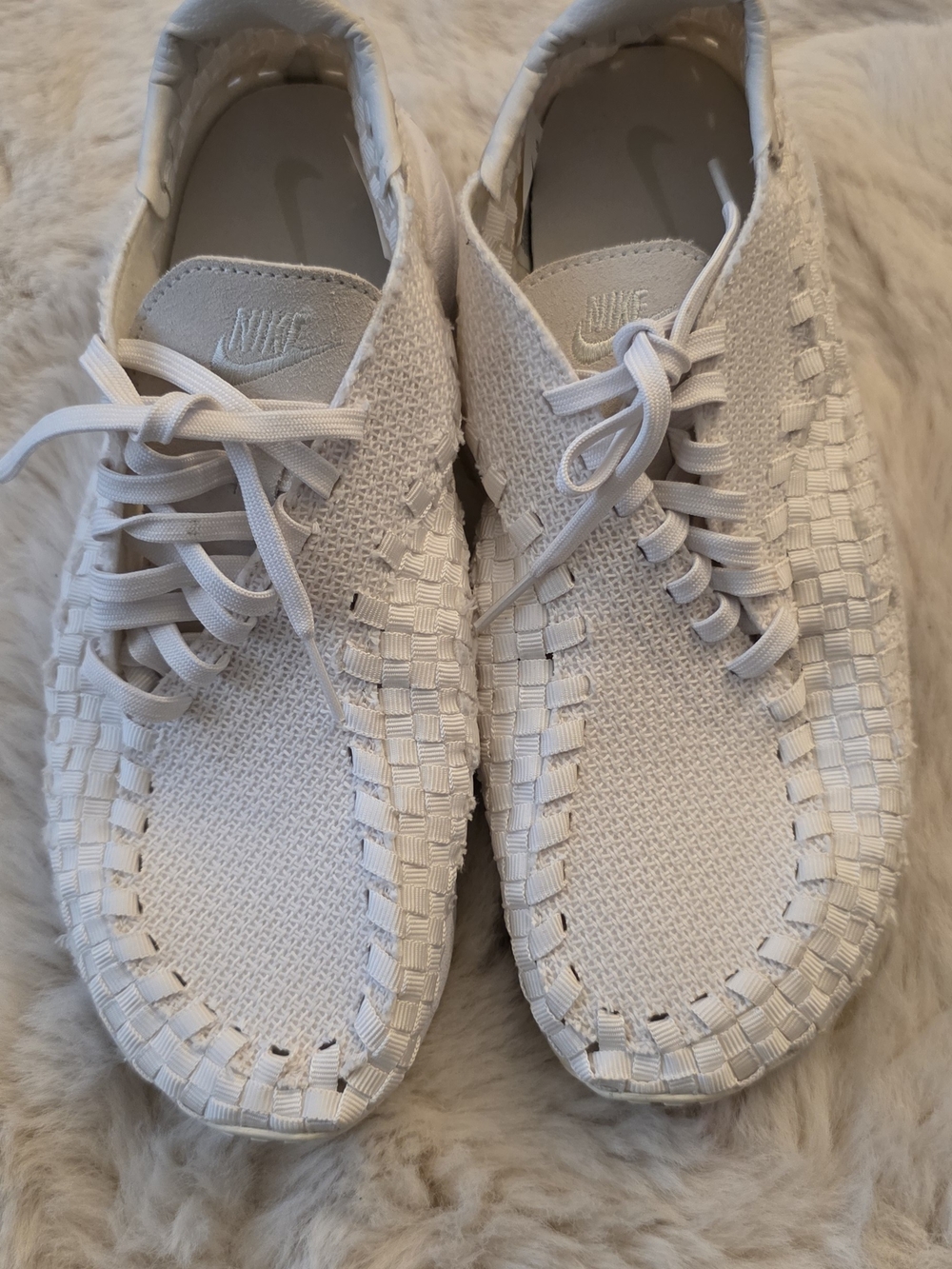Nike White Woven Lace-Up Sneakers